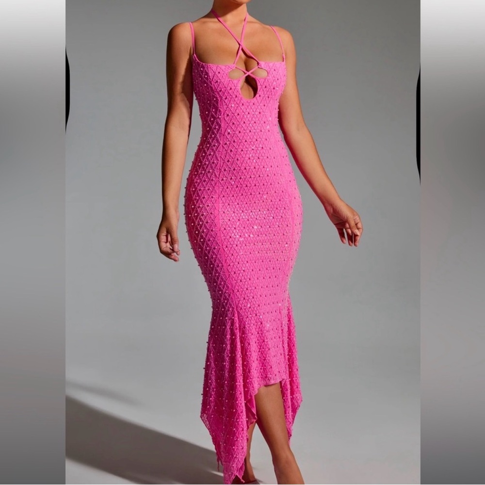 Oh Polly Vibrant Pink High Low Dress